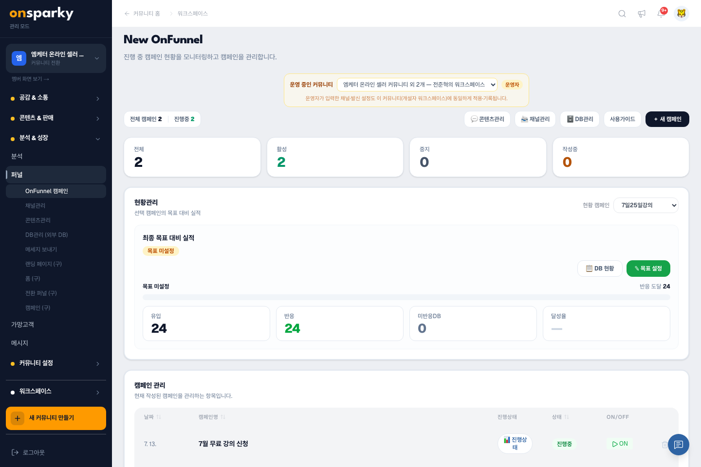 OnFunnel 캠페인 대시보드